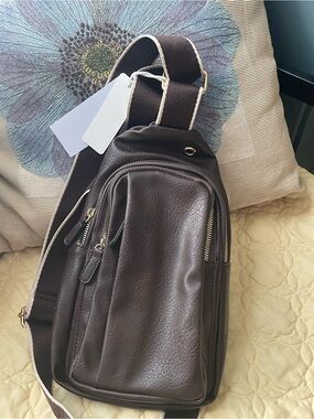 Classic Brown Vegan Leather Crossbody Sling Bag — Everyday Carry